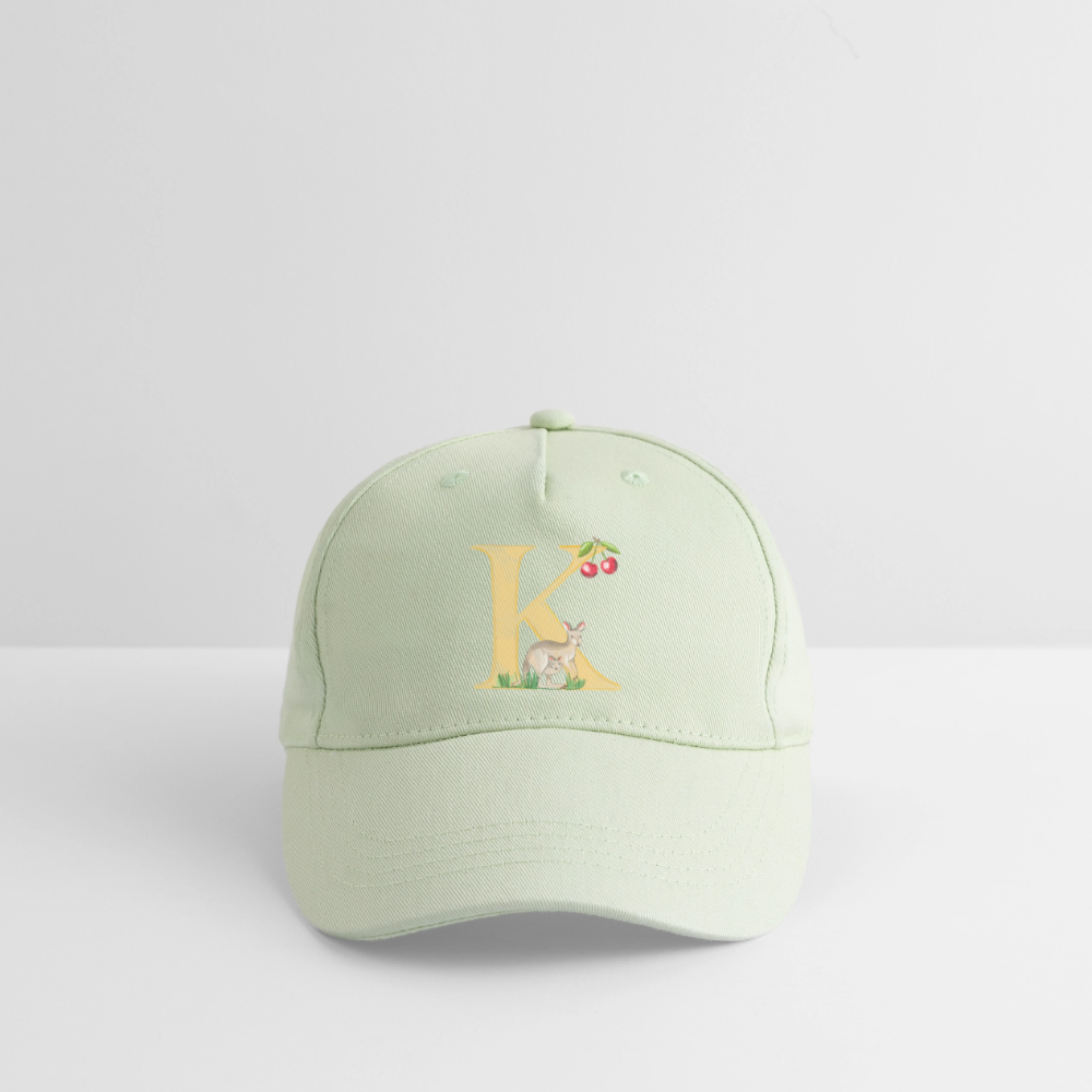 Kinder Snapback Cap personalisiert –  mit Anfangsbuchstaben "K" - Helles Mintgrün