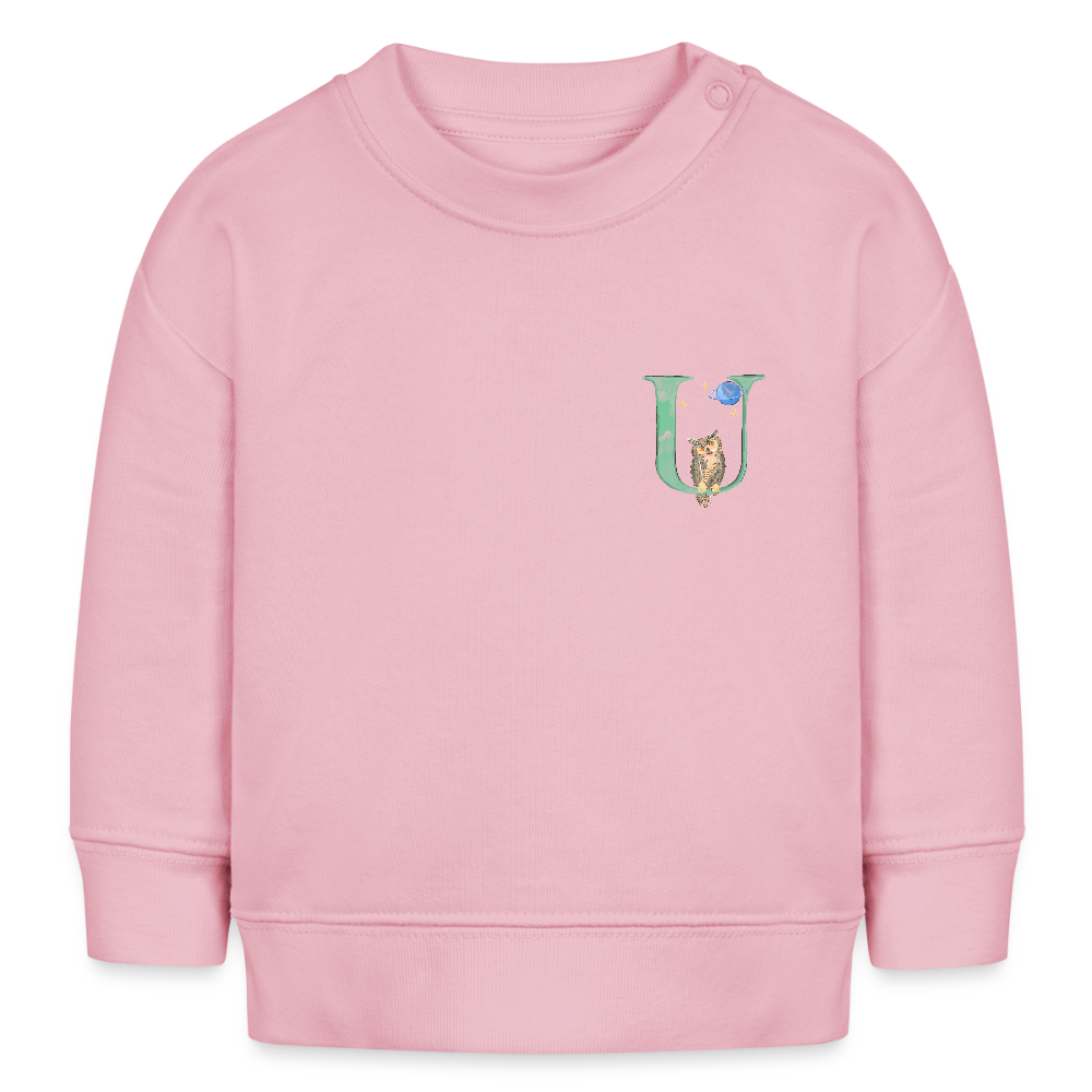 Baby Sweatshirt personalisiert – Bio-Baumwolle Buchstabe "U" - Hellrosa