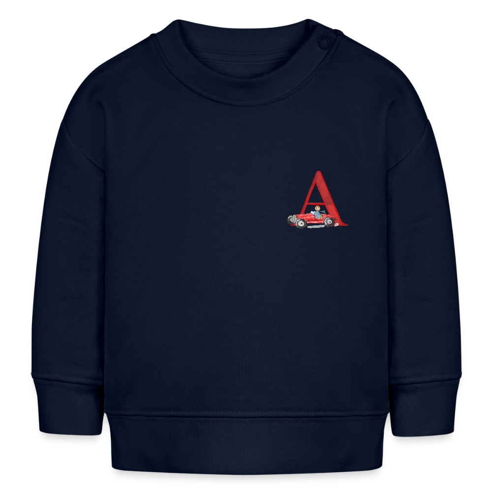 Baby Sweatshirt personalisiert – Bio-Baumwolle Buchstabe "A" - Navy