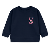 Baby Sweatshirt personalisiert – Bio-Baumwolle Buchstabe "S" - Navy