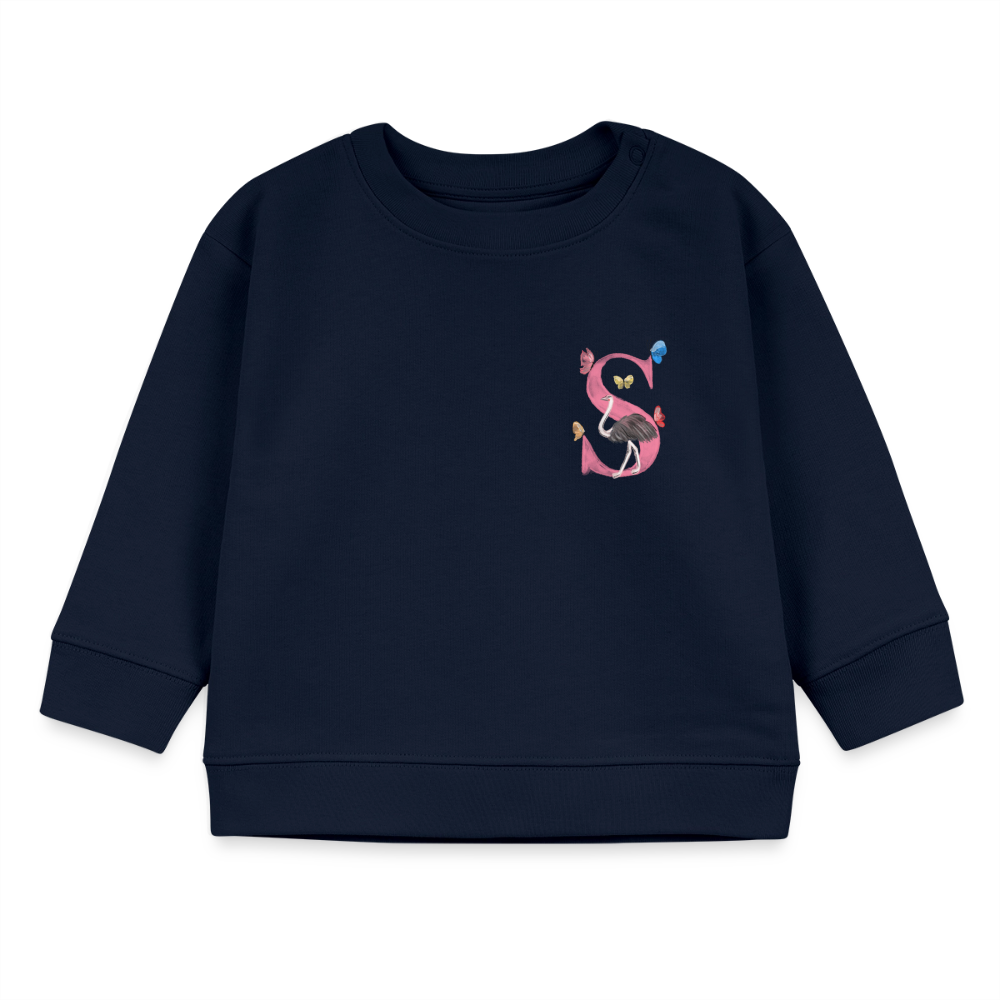 Baby Sweatshirt personalisiert – Bio-Baumwolle Buchstabe "S" - Navy