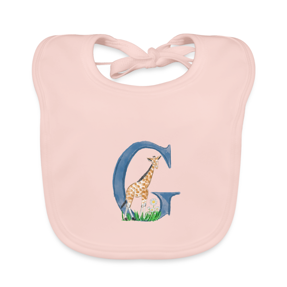 Baby Lätzchen personalisiert – Bio-Baumwolle mit Buchstabe "G" - Rose