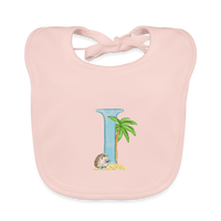 Baby Lätzchen personalisiert – Bio-Baumwolle mit Buchstabe "I" 🌱🍼 - Rose
