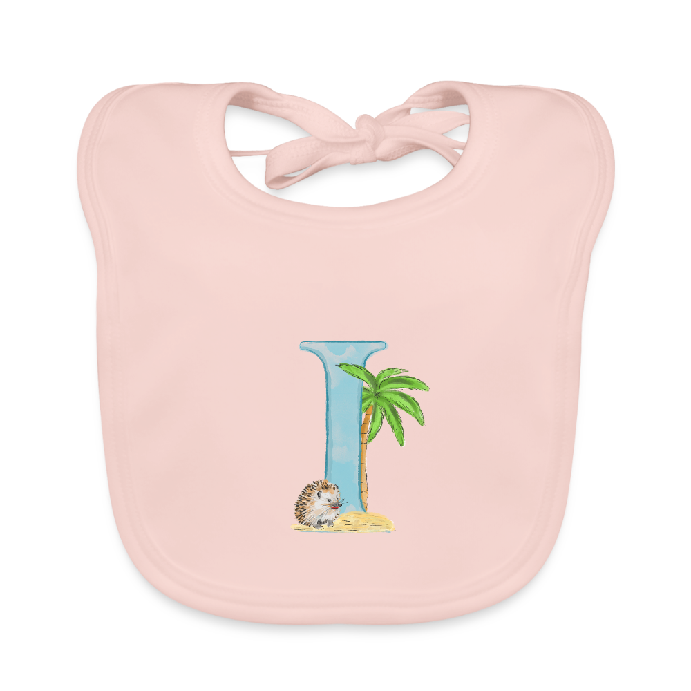 Baby Lätzchen personalisiert – Bio-Baumwolle mit Buchstabe "I" 🌱🍼 - Rose
