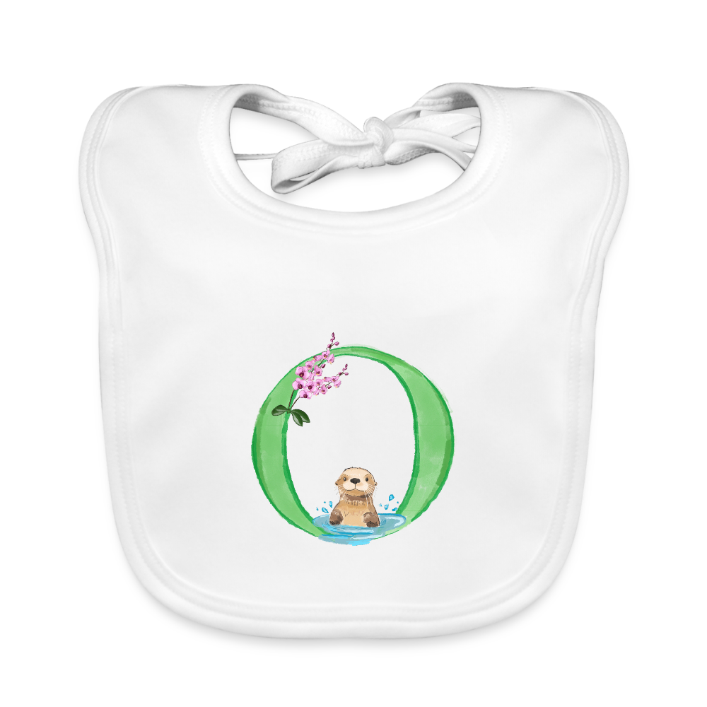 Baby Lätzchen personalisiert – Bio-Baumwolle mit Buchstabe "O" 🌱🍼 - Weiß