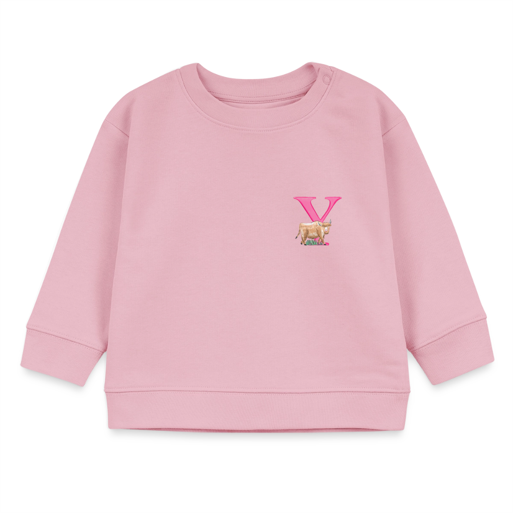Baby Sweatshirt personalisiert – Bio-Baumwolle Buchstabe "Y" - Hellrosa