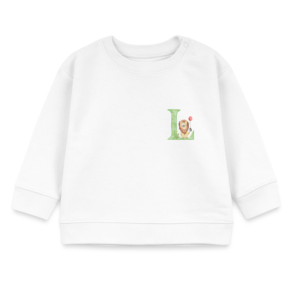 Baby Sweatshirt personalisiert – Bio-Baumwolle Buchstabe "L" - Weiß