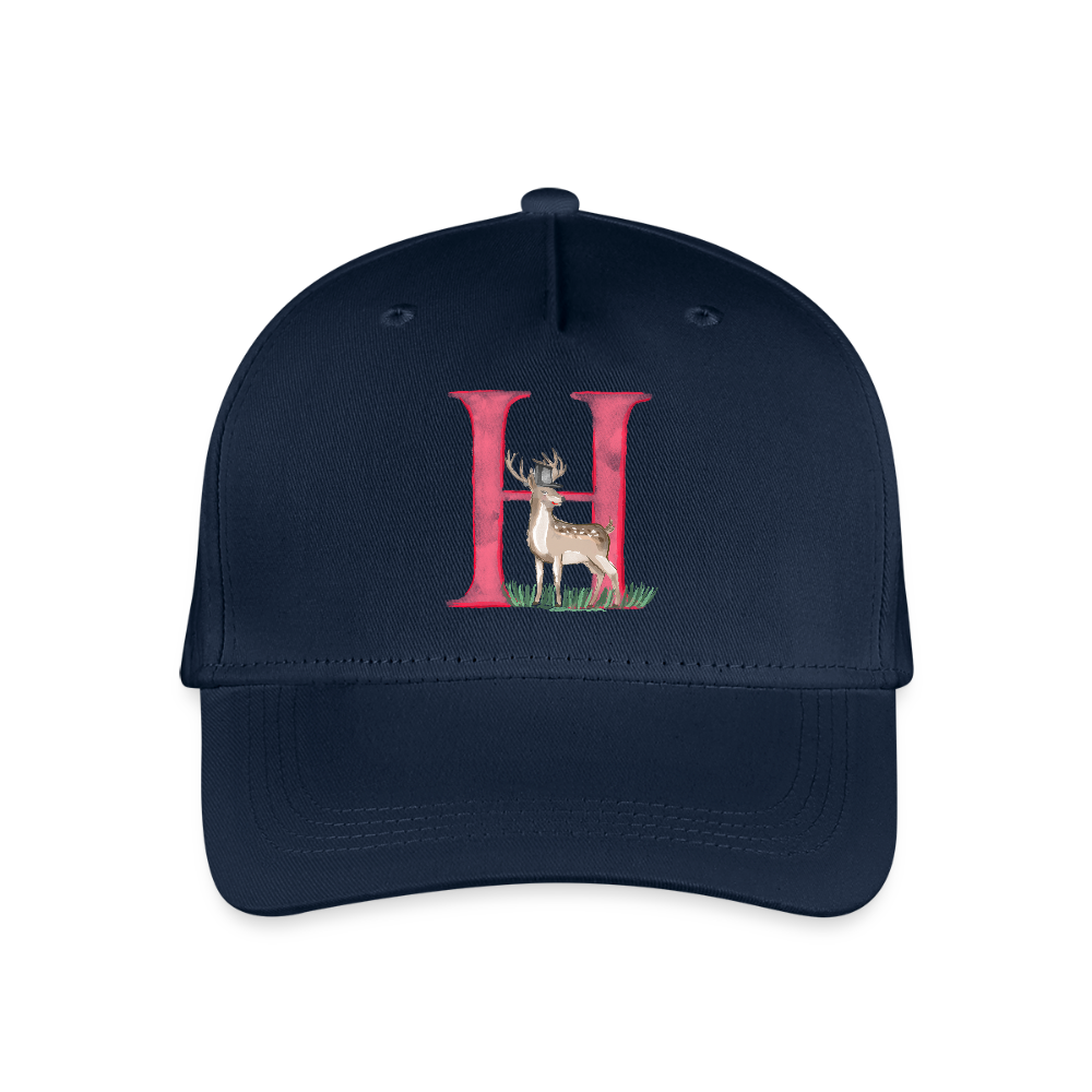 Kinder Snapback Cap personalisiert –  mit Anfangsbuchstaben "H" Hirsch - Navy
