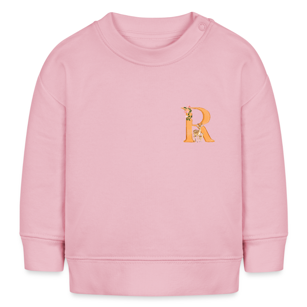 Baby Sweatshirt personalisiert – Bio-Baumwolle Buchstabe "R" - Hellrosa