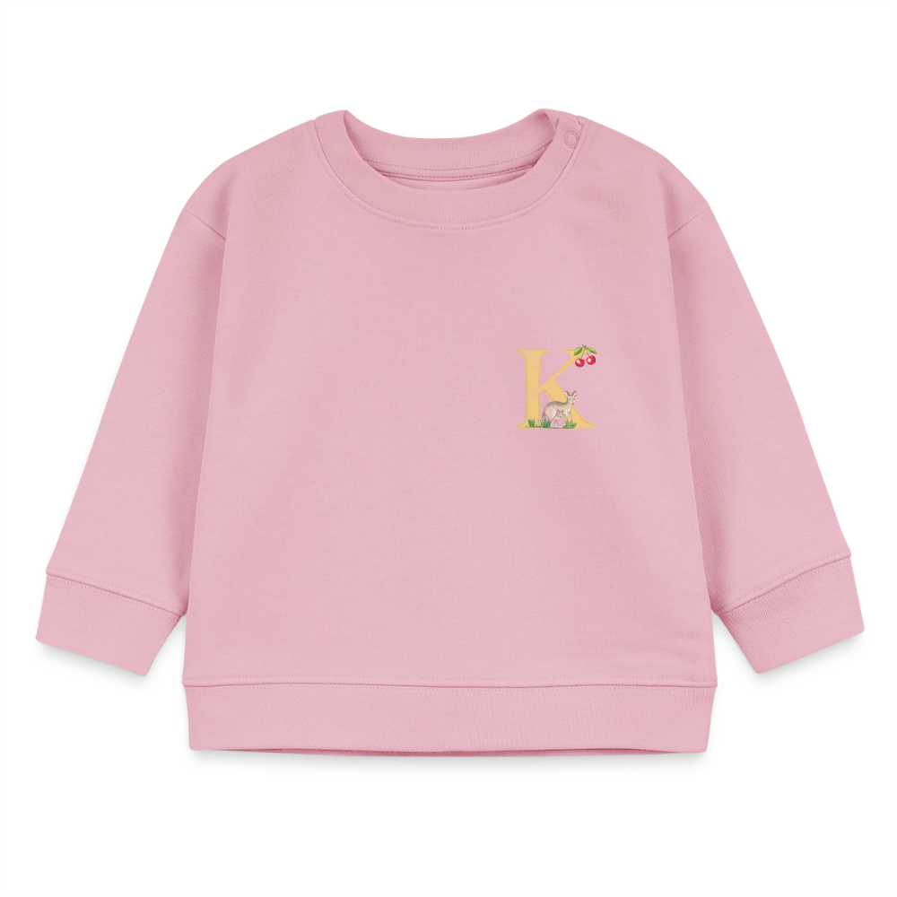 Baby Sweatshirt personalisiert – Bio-Baumwolle Buchstabe "K" - Hellrosa