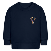 Baby Sweatshirt personalisiert – Bio-Baumwolle Buchstabe "V" - Navy