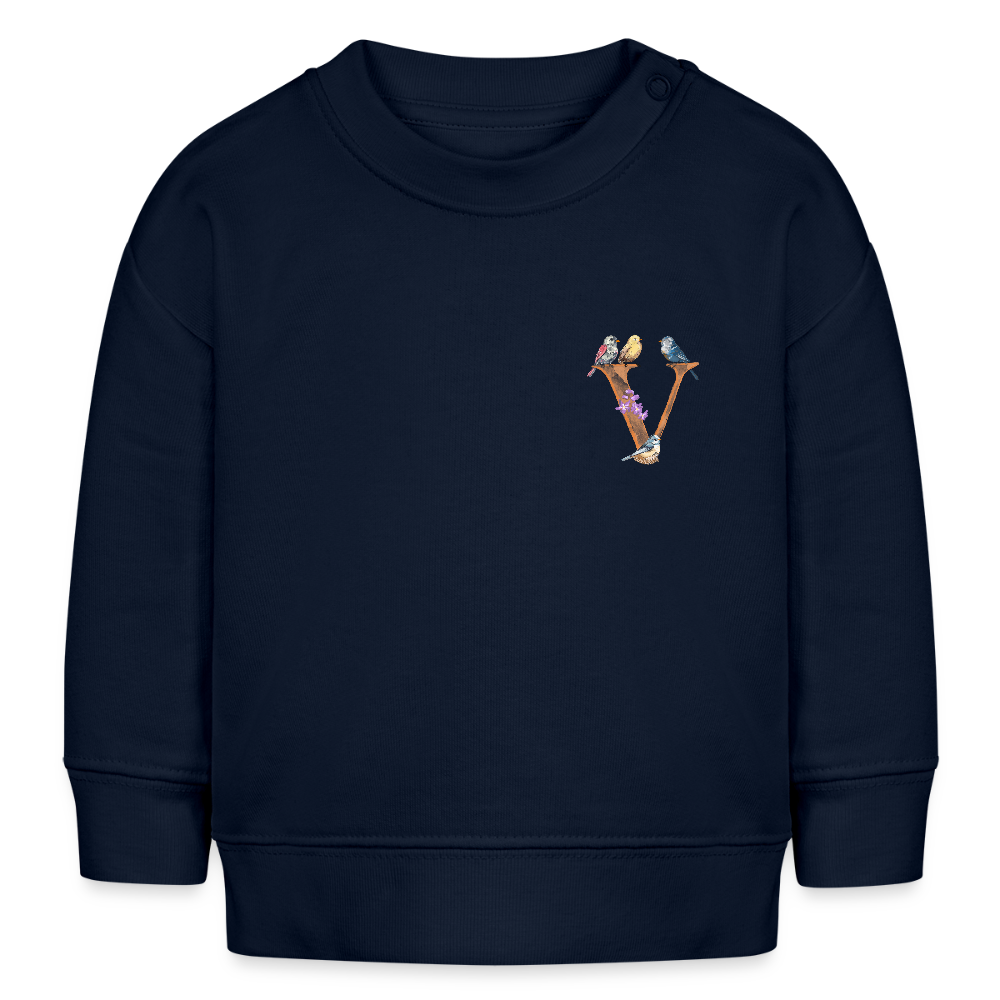 Baby Sweatshirt personalisiert – Bio-Baumwolle Buchstabe "V" - Navy
