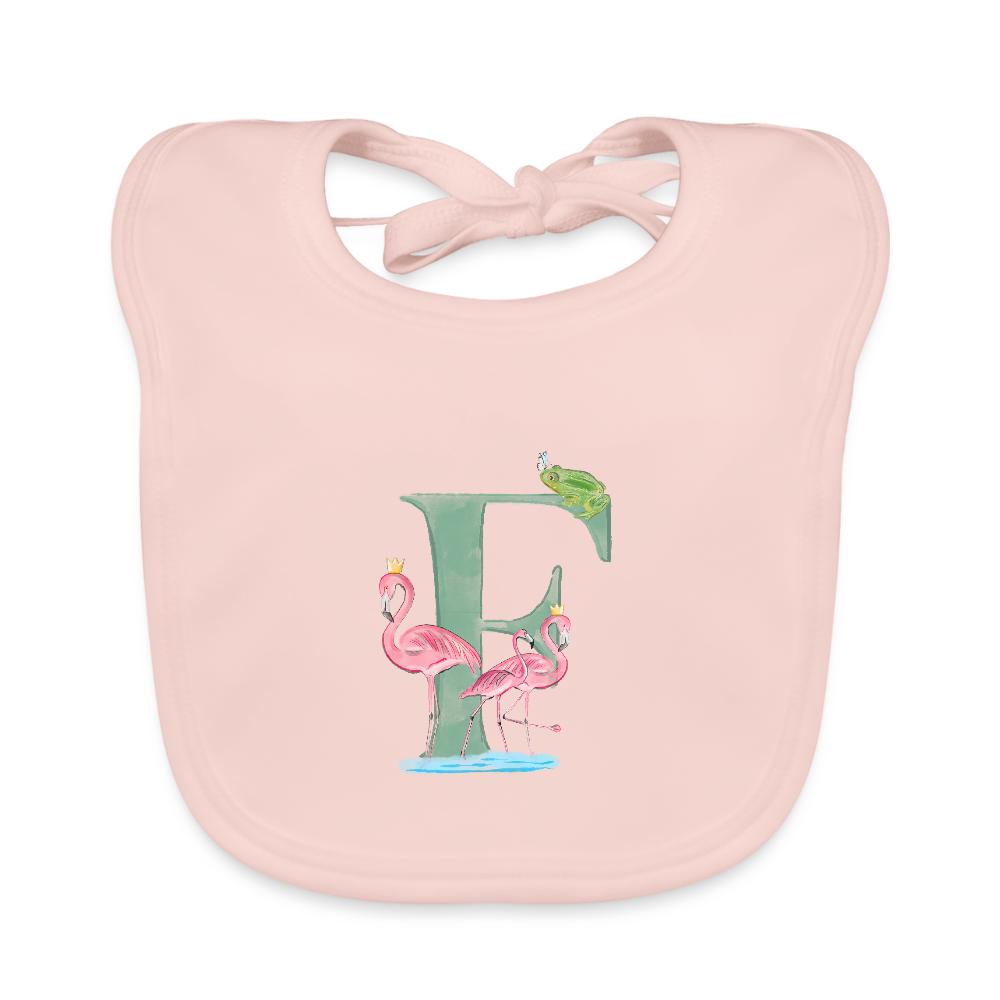 Baby Lätzchen personalisiert – Bio-Baumwolle mit Buchstabe "F" 🌱🍼 - Rose