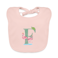 Baby Lätzchen personalisiert – Bio-Baumwolle mit Buchstabe "F" 🌱🍼 - Rose
