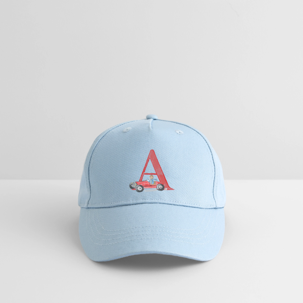Kinder Snapback Cap personalisiert –  mit Anfangsbuchstaben "A" - Hellblau