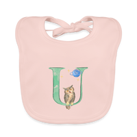 Baby Lätzchen personalisiert – Bio-Baumwolle mit Buchstabe "U" 🌱🍼 - Rose
