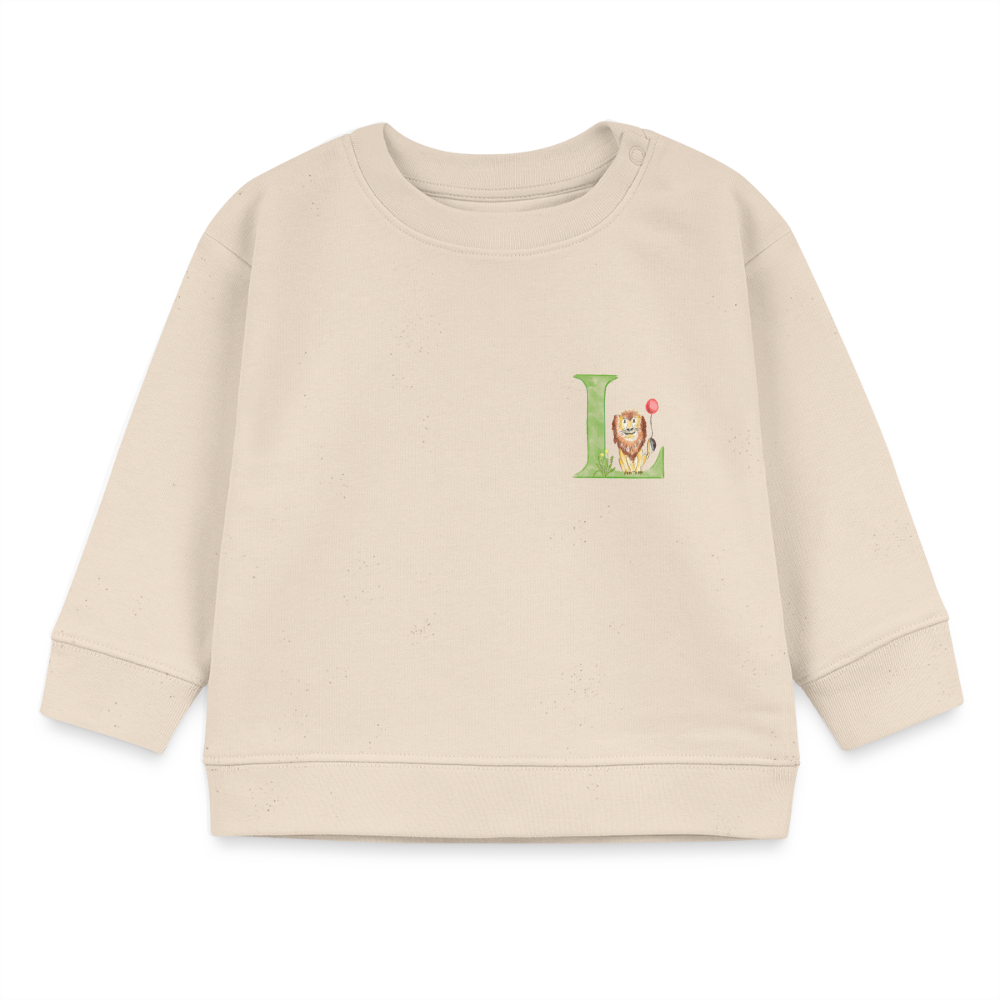 Baby Sweatshirt personalisiert – Bio-Baumwolle Buchstabe "L" - Weißgrau