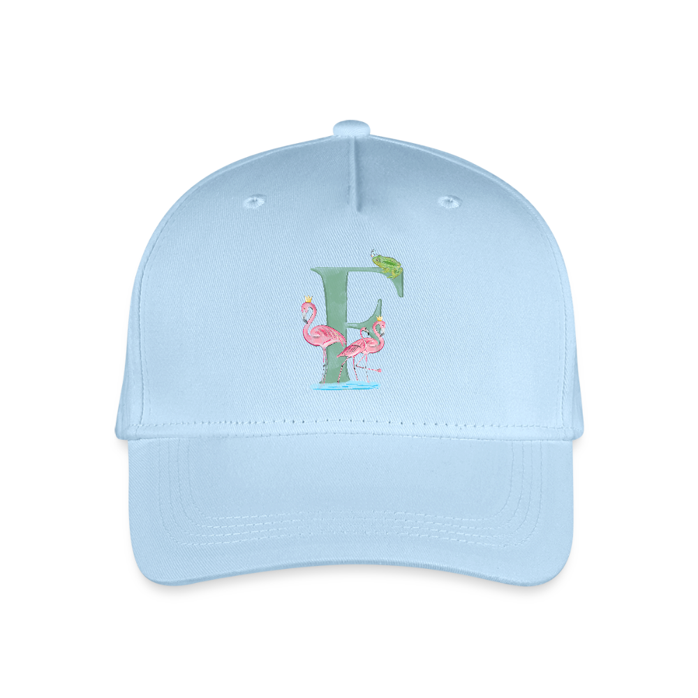 Kinder Snapback Cap personalisiert –  mit Anfangsbuchstaben "F" - Hellblau