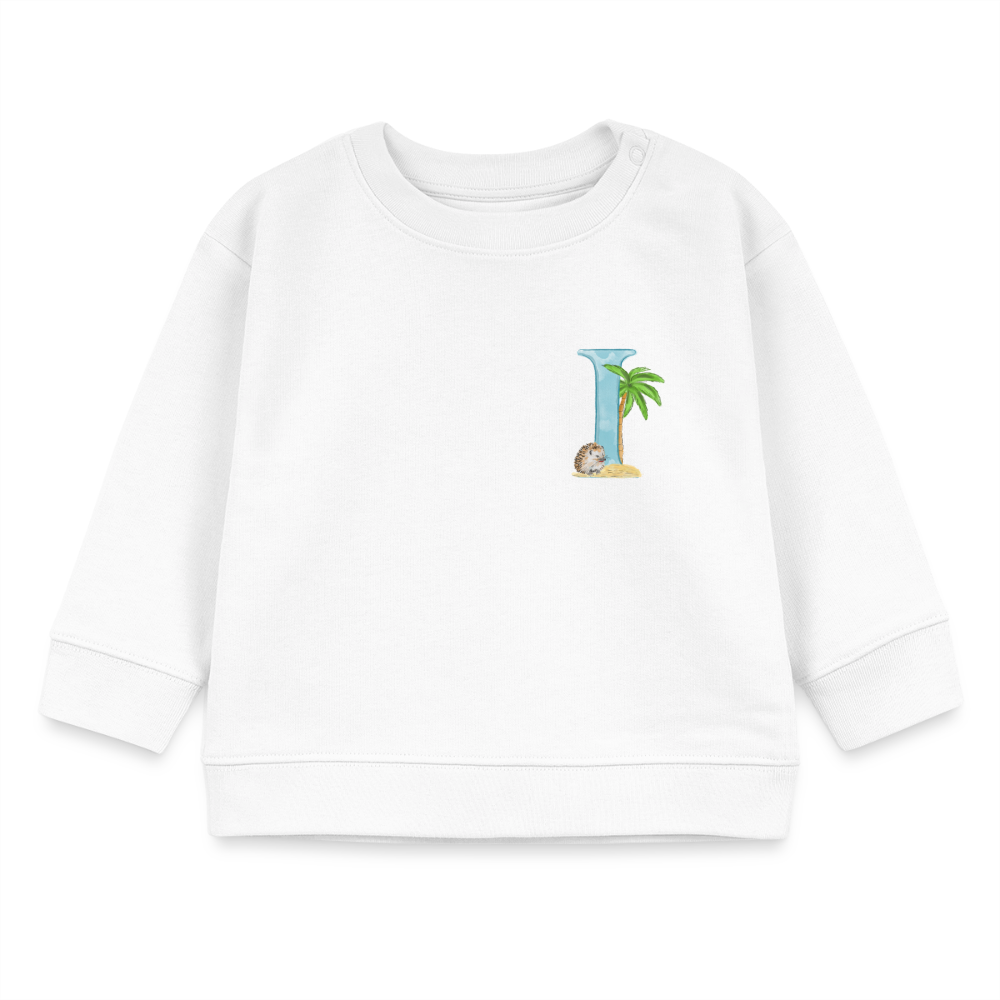Baby Sweatshirt personalisiert – Bio-Baumwolle Buchstabe "I" - Weiß