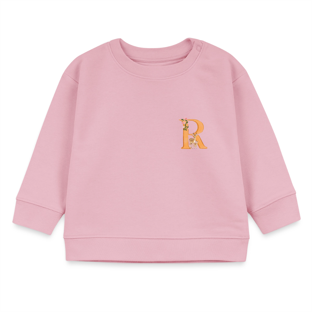 Baby Sweatshirt personalisiert – Bio-Baumwolle Buchstabe "R" - Hellrosa