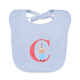 Baby Lätzchen personalisiert – Bio-Baumwolle mit Buchstabe "C" 🌱🍼 - sky Blue