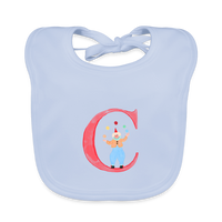 Baby Lätzchen personalisiert – Bio-Baumwolle mit Buchstabe "C" 🌱🍼 - sky Blue