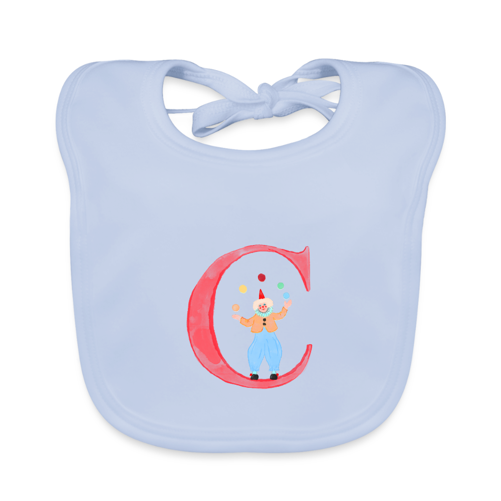 Baby Lätzchen personalisiert – Bio-Baumwolle mit Buchstabe "C" 🌱🍼 - sky Blue