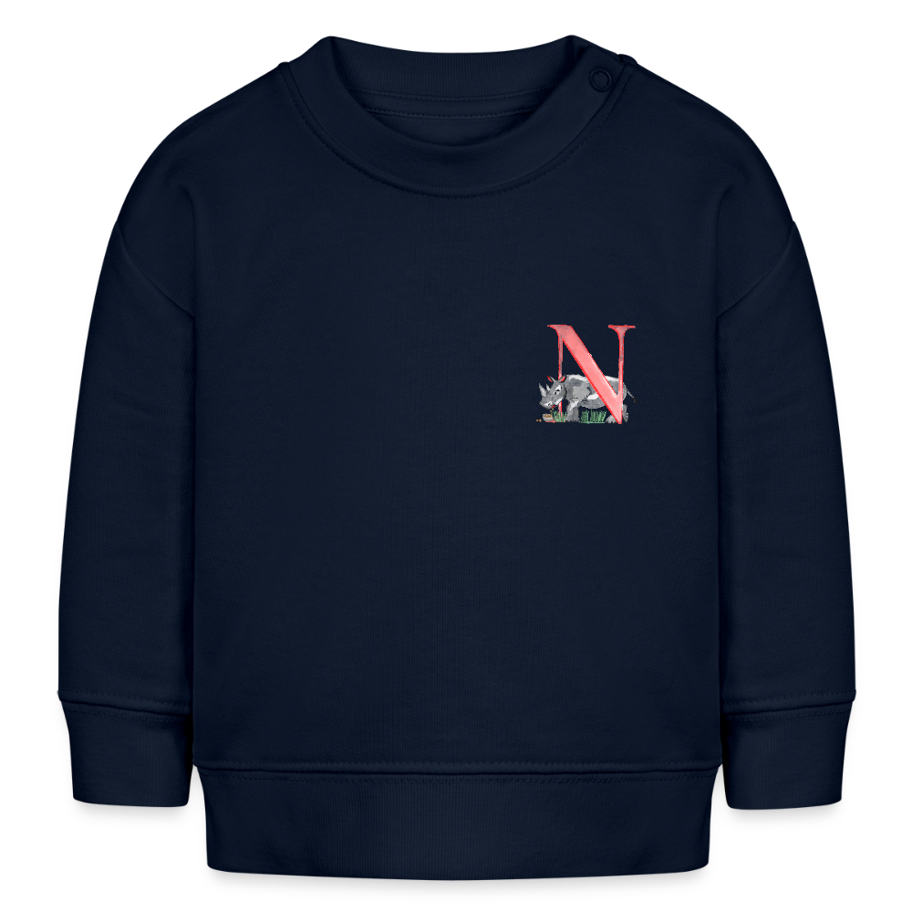 Baby Sweatshirt personalisiert – Bio-Baumwolle Buchstabe "N" - Navy
