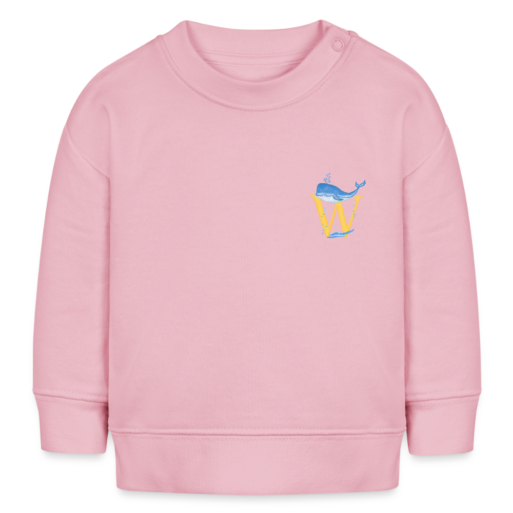 Baby Sweatshirt personalisiert – Bio-Baumwolle Buchstabe "W" - Hellrosa