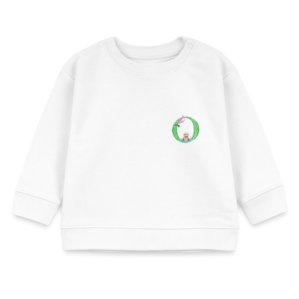 Baby Sweatshirt personalisiert – Bio-Baumwolle Buchstabe "O" - Weiß