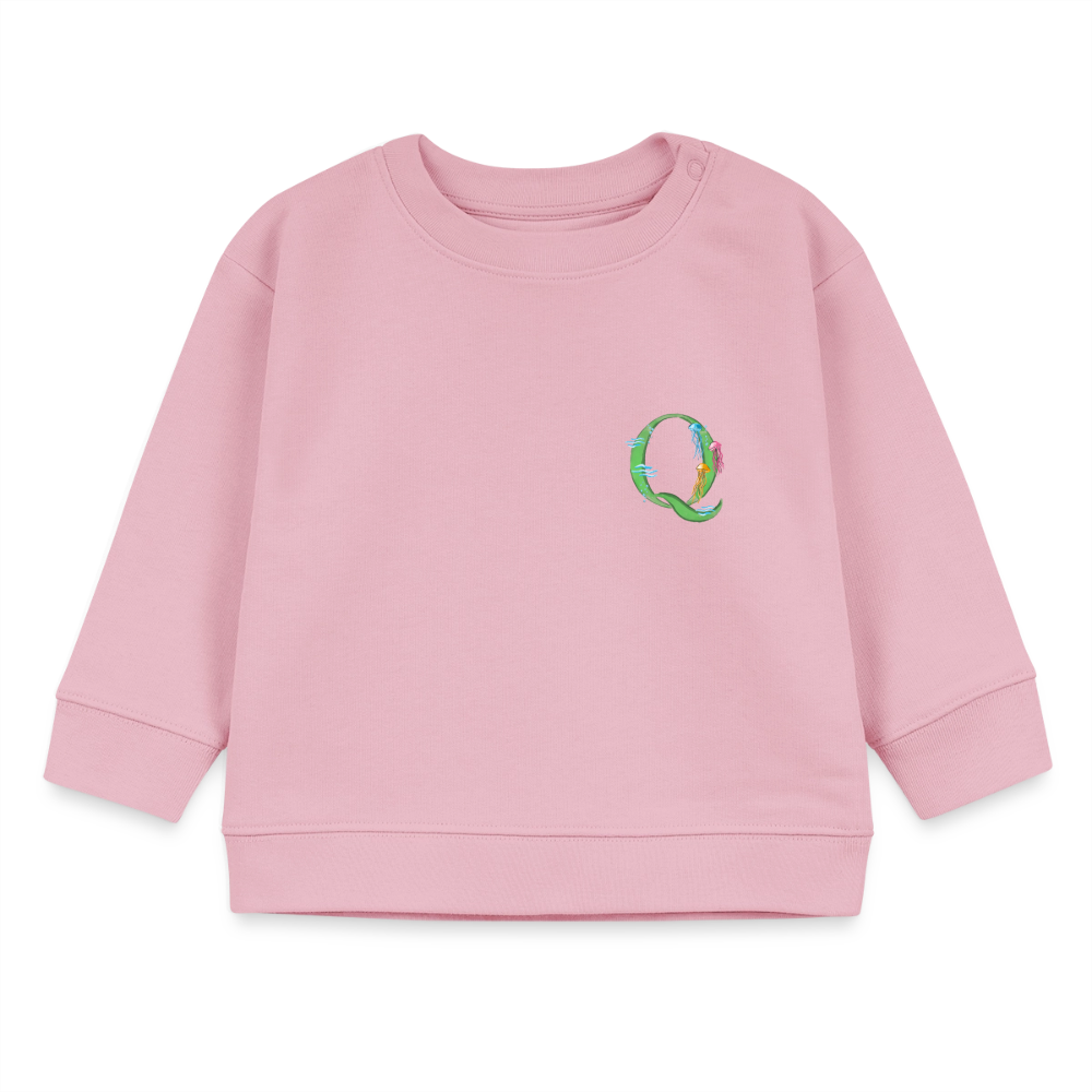 Baby Sweatshirt personalisiert – Bio-Baumwolle Buchstabe "Q" - Hellrosa