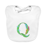 Baby Lätzchen personalisiert – Bio-Baumwolle mit Buchstabe "Q" 🌱🍼 - Weiß