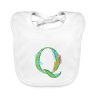 Baby Lätzchen personalisiert – Bio-Baumwolle mit Buchstabe "Q" 🌱🍼 - Weiß