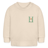 Baby Sweatshirt personalisiert – Bio-Baumwolle Buchstabe "H" Huhn - Weißgrau
