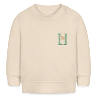 Baby Sweatshirt personalisiert – Bio-Baumwolle Buchstabe "H" Huhn - Weißgrau