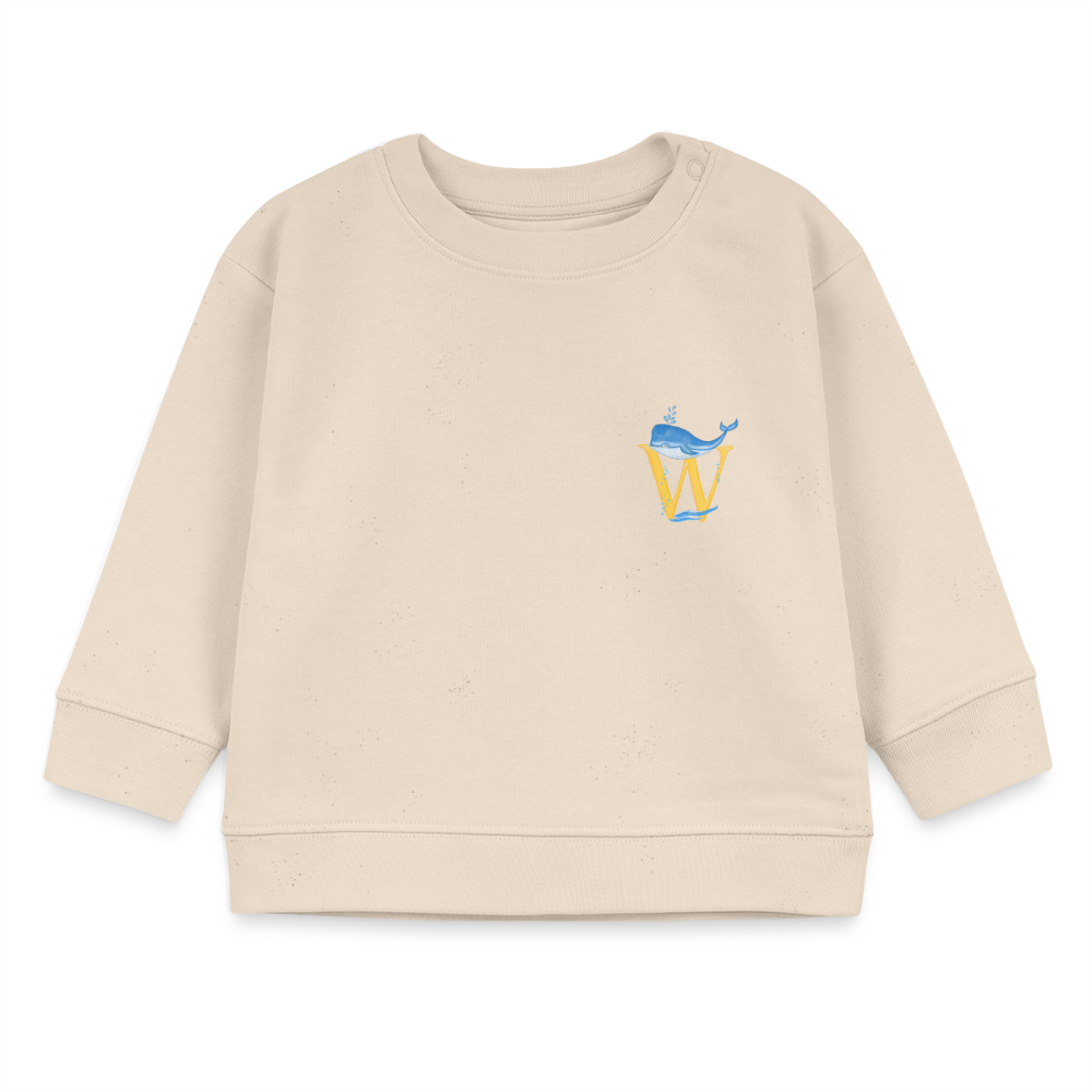 Baby Sweatshirt personalisiert – Bio-Baumwolle Buchstabe "W" - Weißgrau