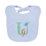 Baby Lätzchen personalisiert – Bio-Baumwolle mit Buchstabe "U" 🌱🍼 - sky Blue