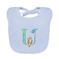 Baby Lätzchen personalisiert – Bio-Baumwolle mit Buchstabe "U" 🌱🍼 - sky Blue