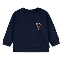 Baby Sweatshirt personalisiert – Bio-Baumwolle Buchstabe "V" - Navy
