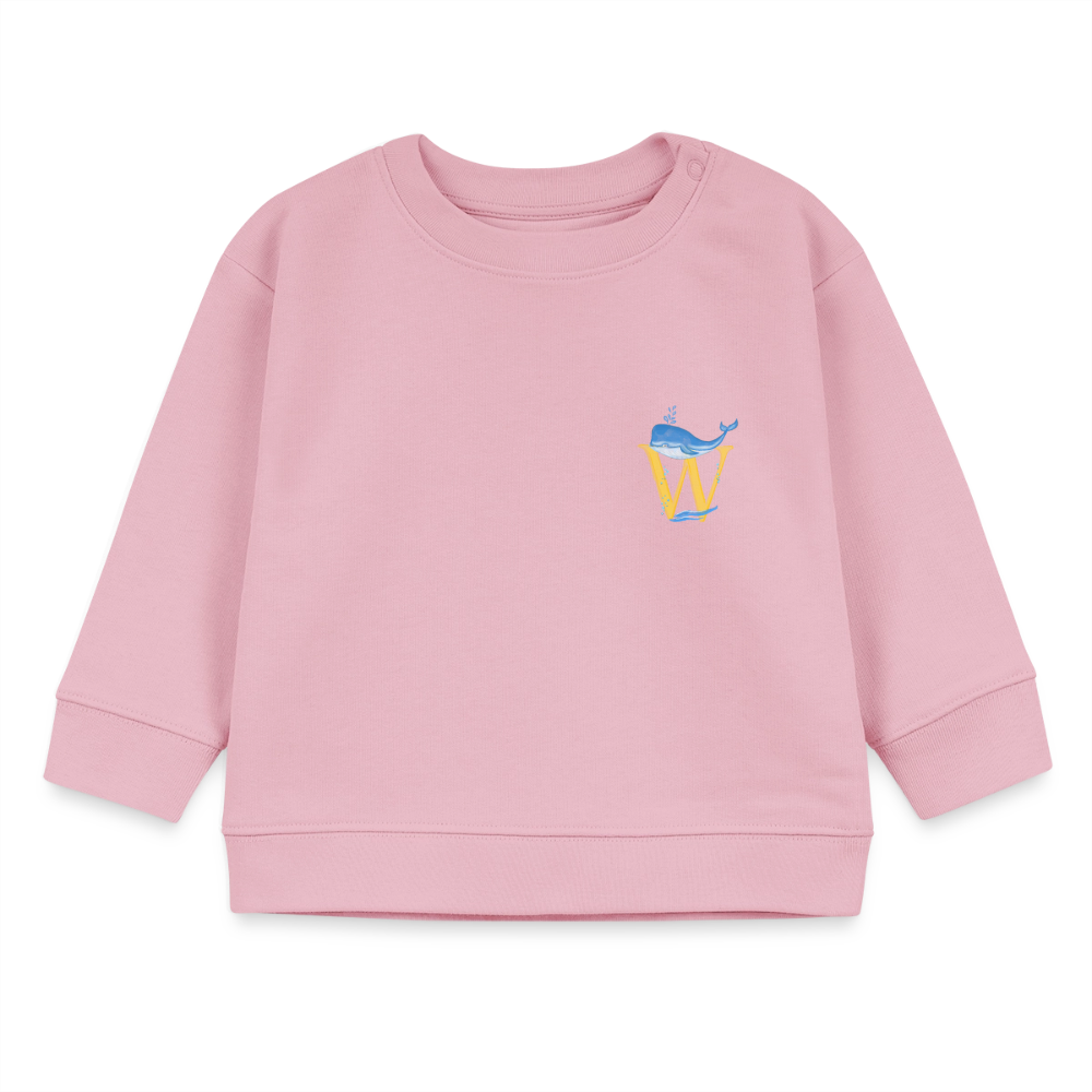 Baby Sweatshirt personalisiert – Bio-Baumwolle Buchstabe "W" - Hellrosa