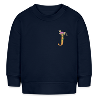 Baby Sweatshirt personalisiert – Bio-Baumwolle Buchstabe "J" rosa - Navy