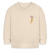 Baby Sweatshirt personalisiert – Bio-Baumwolle Buchstabe "J" rosa - Weißgrau