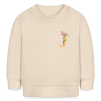 Baby Sweatshirt personalisiert – Bio-Baumwolle Buchstabe "J" rosa - Weißgrau