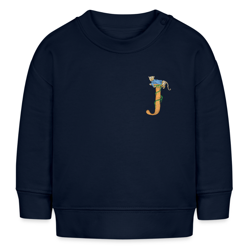 Baby Sweatshirt personalisiert – Bio-Baumwolle Buchstabe "J" blau - Navy