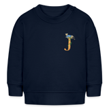 Baby Sweatshirt personalisiert – Bio-Baumwolle Buchstabe "J" blau - Navy