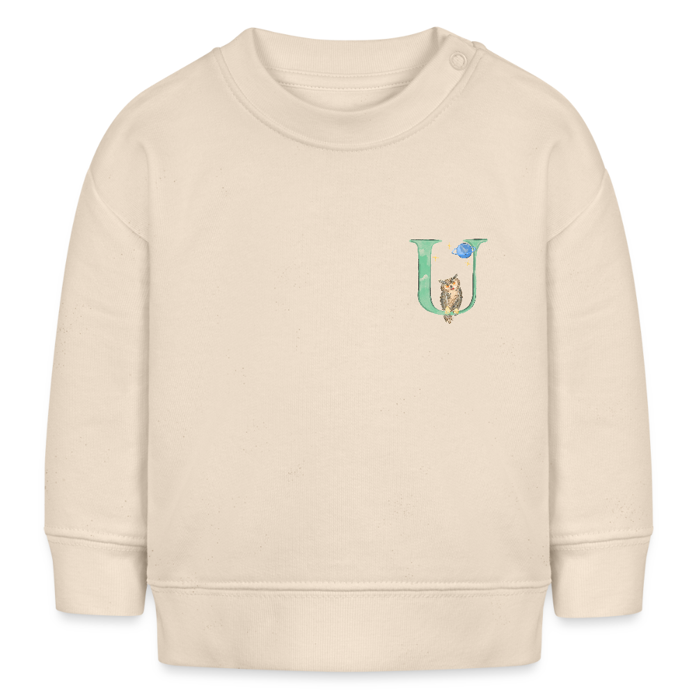 Baby Sweatshirt personalisiert – Bio-Baumwolle Buchstabe "U" - Weißgrau