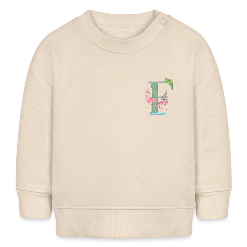 Baby Sweatshirt personalisiert – Bio-Baumwolle Buchstabe "F" - Weißgrau