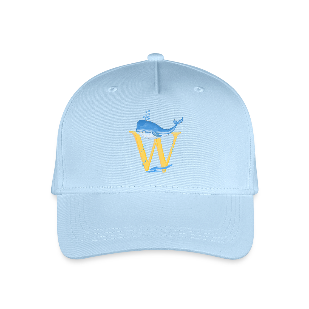 Kinder Snapback Cap personalisiert –  mit Anfangsbuchstaben "W" - Hellblau