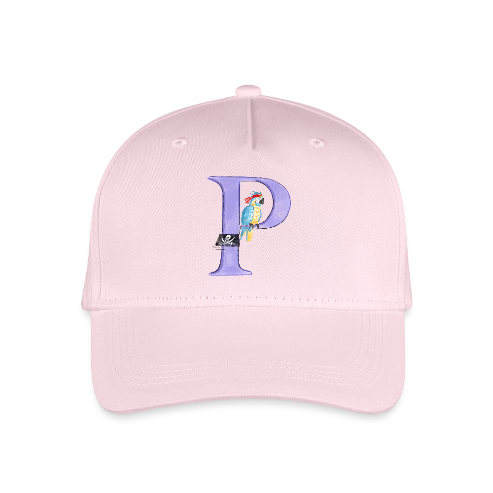 Kinder Snapback Cap personalisiert –  mit Anfangsbuchstaben "P" Pirat - Hellrosa