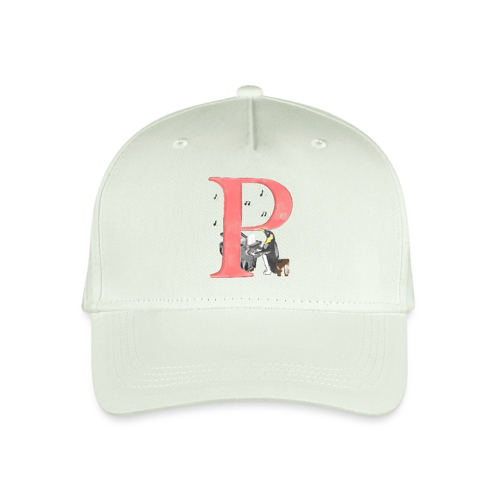 Kinder Snapback Cap personalisiert –  mit Anfangsbuchstaben "P" Pinguin - Helles Mintgrün